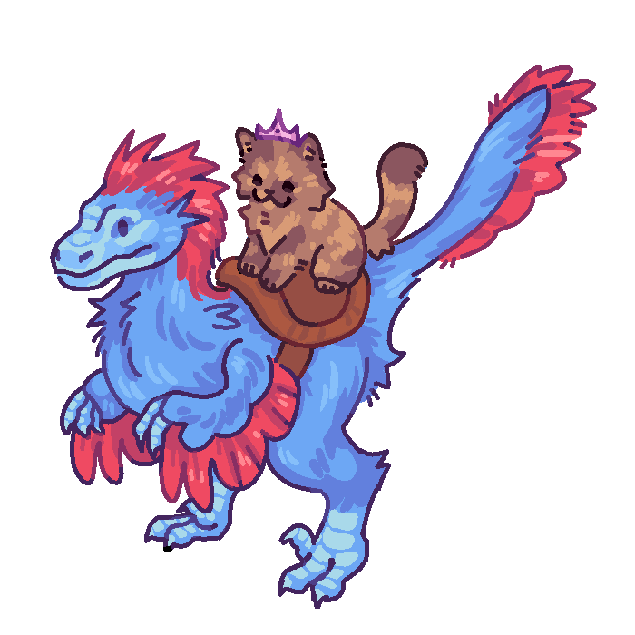 Cat Riding a Velociraptor Sticker